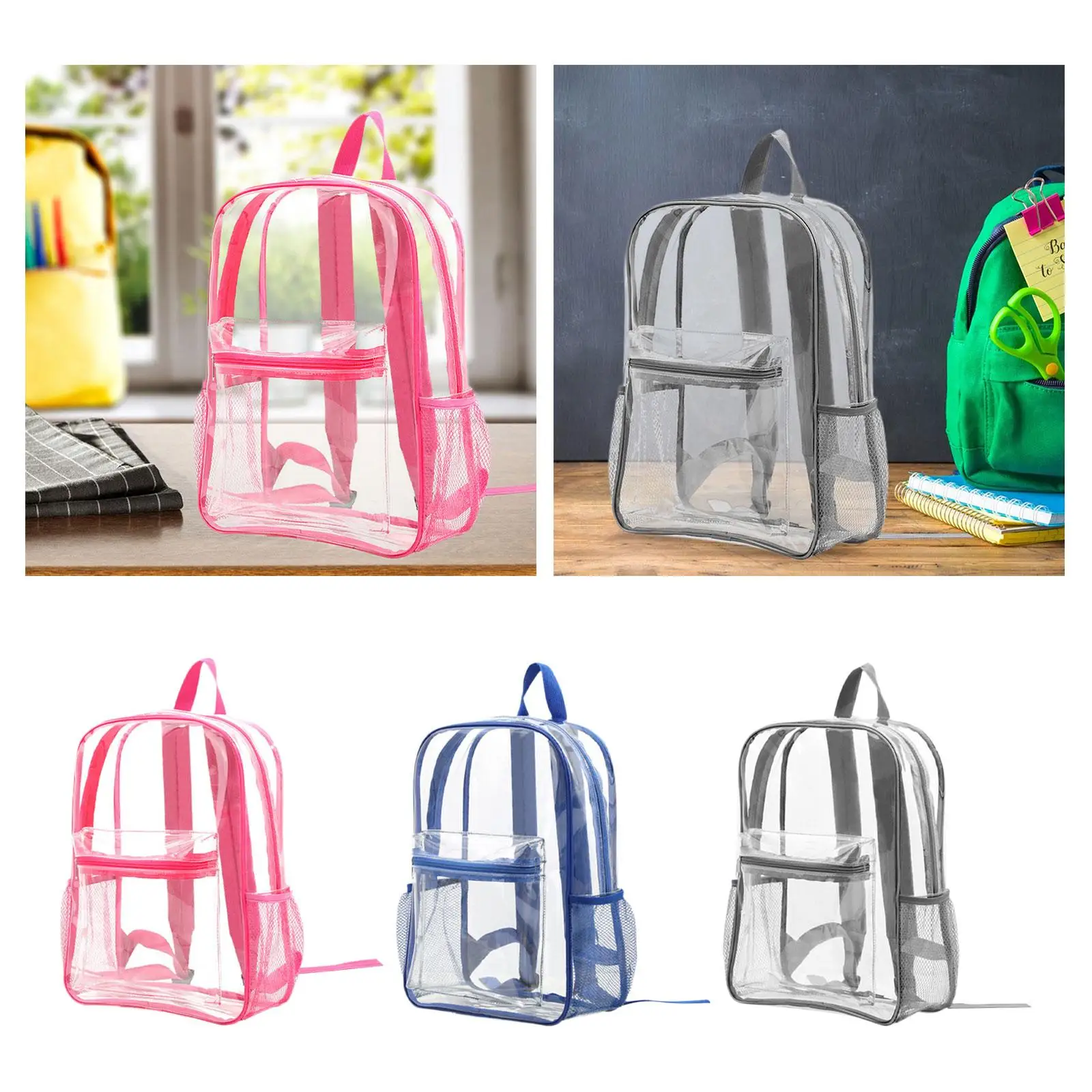 Clear Backpack with Adjustable Strap Easy Carrying Rucksack Storage Bag for Sports Hiking Outdoor Camping Concert Swimming