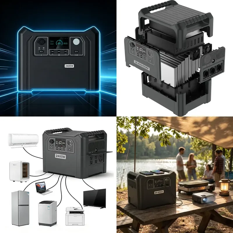 Cost-Effective 2304Wh LiFePO4 Portable Power Station 2400W Solar Generator with Energy Storage System Home Car RV Outdoor Use