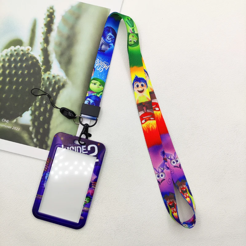 Disney Inside Out Credential Badge Holder Kawaii Card Holders Student Campus Lanyard Cards Holder Neck Straps for Kids Gift