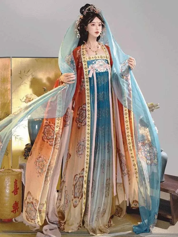 

Chinese Hanfu Dress Women Halloween Carnival Fairy Cosplay Costume Ancient Vintage Tang Suits Hanfu 3pcs Sets Plus Size XL