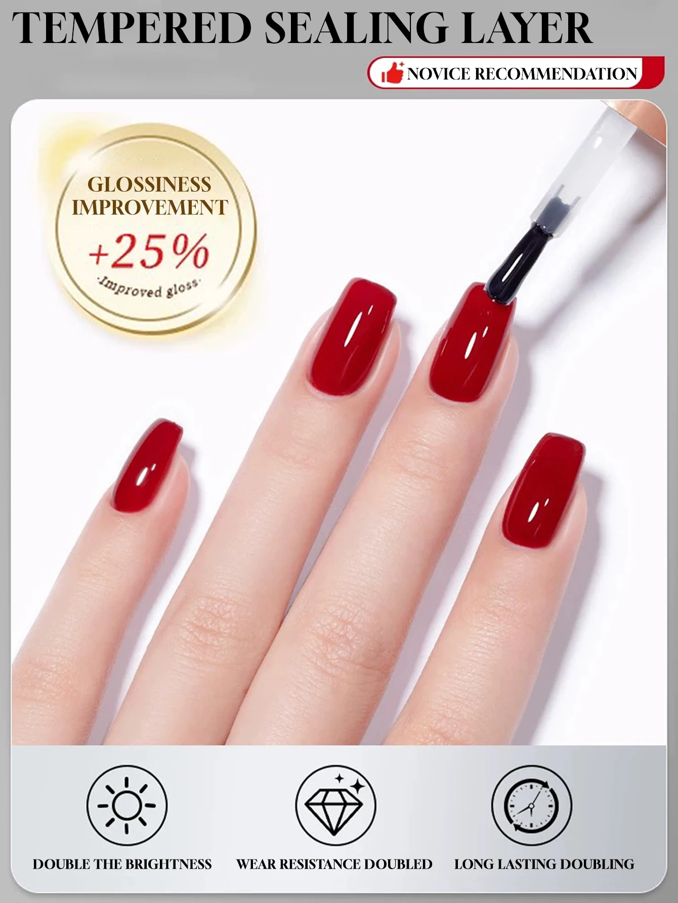 1 pz 15 ml top coat in vetro di lunga durata top coat in gomma trasparente LED UV rafforzare le unghie smalto gel con finitura superiore lucida