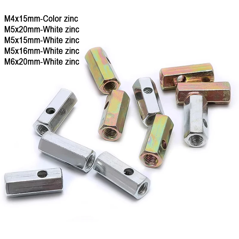 10pcs M4 M5 M6 Carbon Steel Color Zinc/White Zinc Hexagonal Nut Fiber Optic Cable Fixing Post Terminal Post Transverse Hole Nut