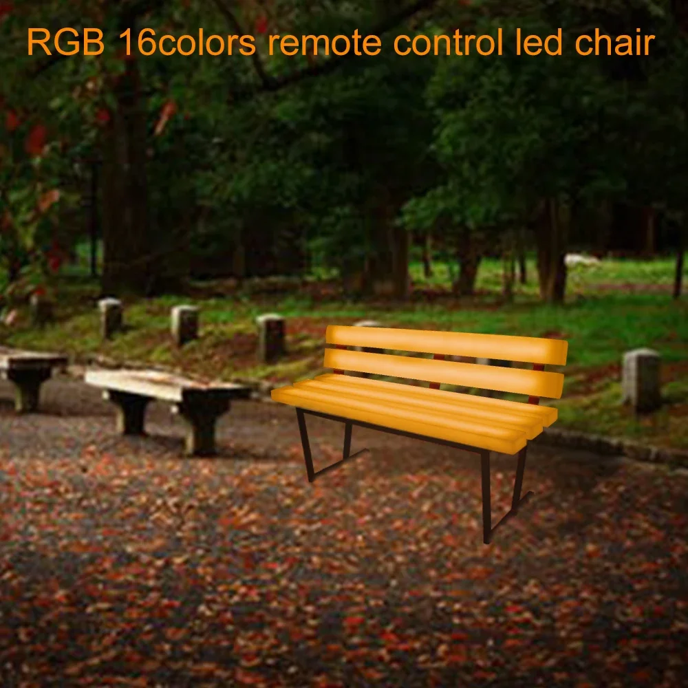 12V RGB Illuminated PE Plastic Seat Outdoor Garden Bench Chairs LED Garden Furniture LED Park Bench