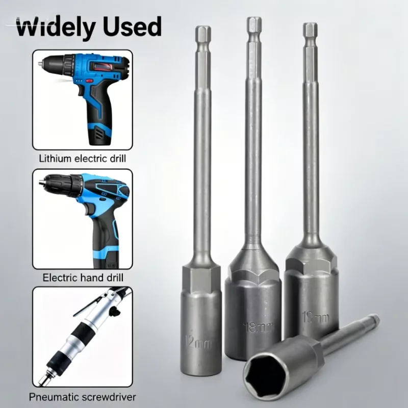 

1Pcs 100mm Extended Magnetic Pneumatic Screwdriver Socket Bit, Air Impact Hex Shank Drill Socket Head, Self-Drilling Screw