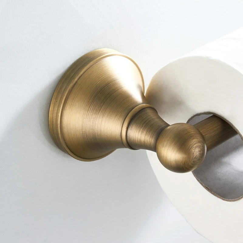 ABXF Juego de accesorios de baño de 2 piezas: toallero y soporte de papel higiénico, soporte de pared de latón antiguo, bronce cepillado