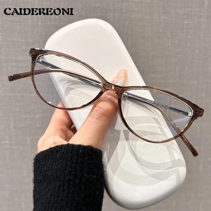 

CAIDERONI New Fashion Cat-Eye Small Frame Blue Light Blocking Ultra-Lightweight Pure Titanium Reading Glasses for Women M8238Z