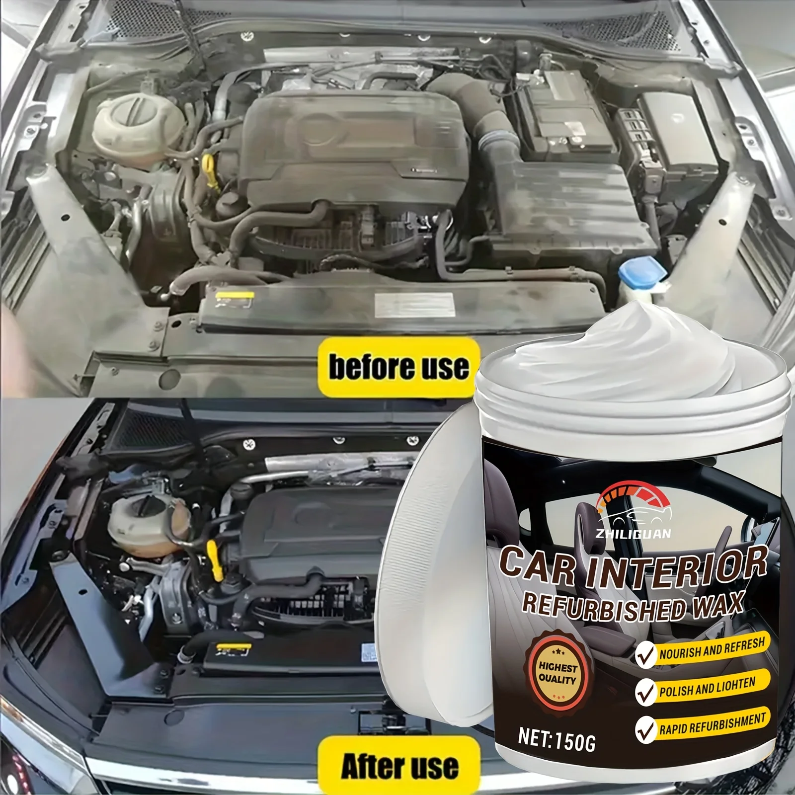 Interior Repair Kit Crystal Clear Car Plastic Restorer - Auto Interior & Panel Renewal Wax Coating Agent Car Wax Car Wax Polish