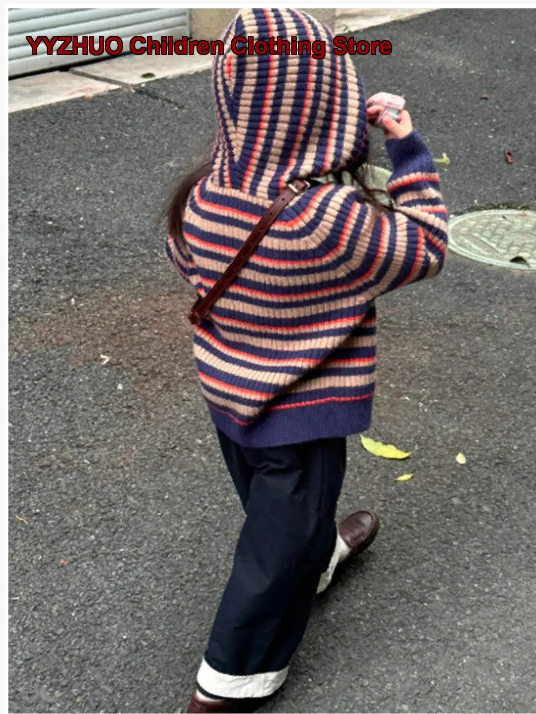 Girls Cardigan Kids Autumn Knit Cardigan Colorful Striped Pattern Hooded Stylish Top In Stock