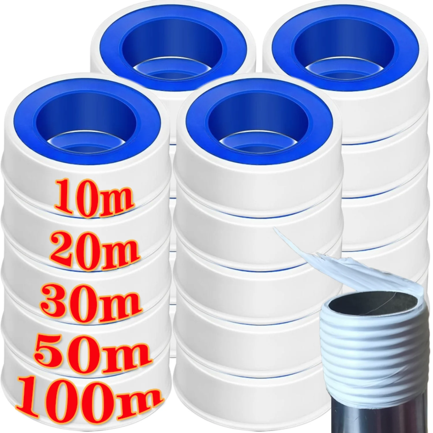 1-50Roll PTFE Industrial Sealant Tape Waterproof Thread Duct Tapes for Plumbing Fitting Repair Tools Shower Head Pipe Sealing