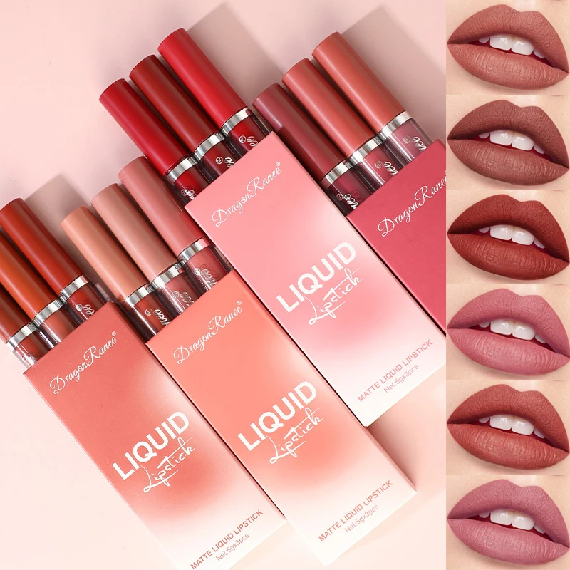 3 قطعة معجون الفول لون أحمر الشفاه مجموعة الحليب البرتقالي ماتي ملمع الشفاه عدة طويلة الأمد لون الشفاه الوردي مقاوم للماء مستحضرات التجميل ماكياج #5