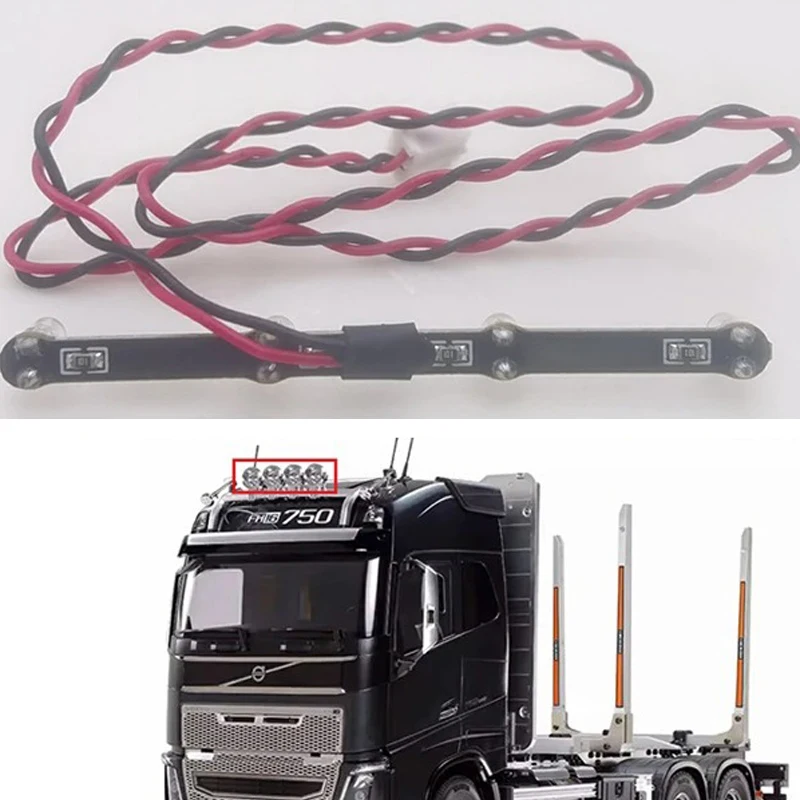 Symulacja LED metalowa pogotowie światło kopułowe dla 1/14 Tamiya RC ciężarówka samochód VOLVO FH16 56360 Diy części zabawki