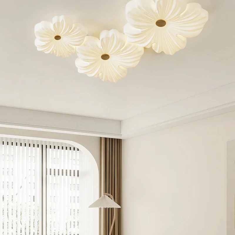 Cream style living ceiling lamp Japanese style log shizen wind flower creative dining  study  master bedroom room