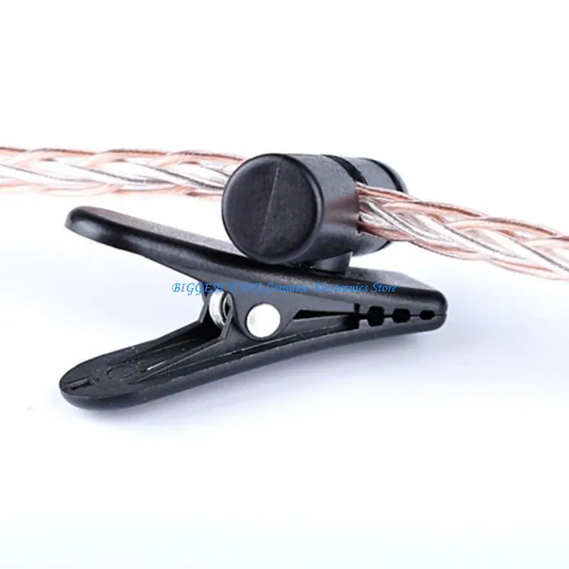 

Portable Headphone Cord Clip with 360 Rotation, Easy to Use Cable Clamp Black Live Microphone Cable Fixing Clip