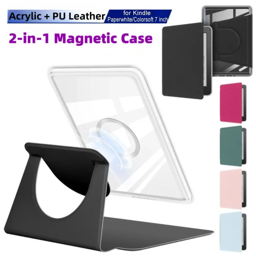Auto Wake/Sleep e-Reader Case Detachable Acrylic Stand Cover Wear Resistant for Kindle Paperwhite 12th Gen 2024 7 inch Colorsoft