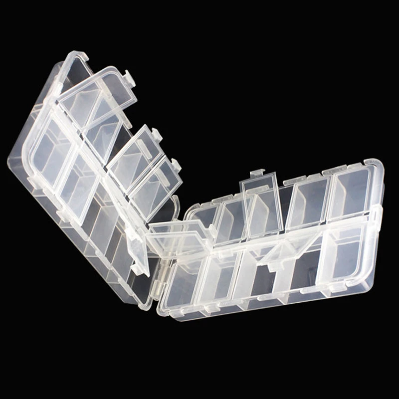 WEIHE mini Fishing Tackle Box Red 10 Compartments for Small Clear Plastic Waterproof Hooks Lures Baits Fishing Accessories
