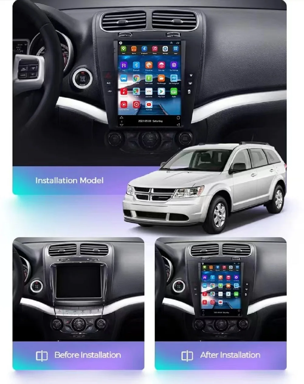 Android Car Multimedia Auto Audio Radio Player Stereo For Dodge Journey Fiat Freement GPS Navigation Video Head Unit Carplay Din