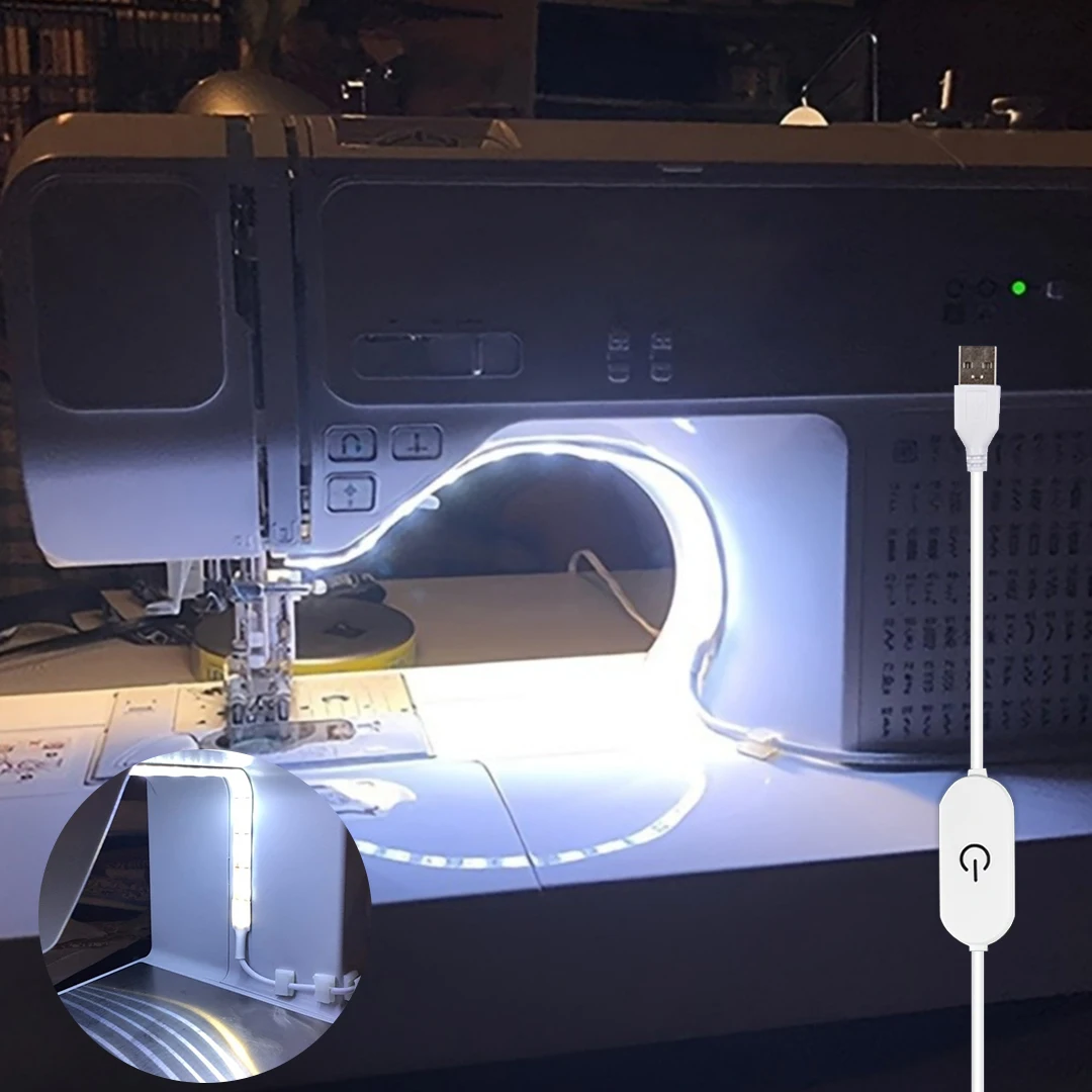 USB LED Sewing Machine Light Strip, Touch Dimming, Self-Adhesive, Warm/White Light, Must Have for Home Decor and Crafts