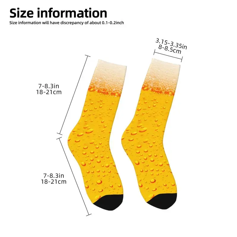 Men's Funny Beer Texture Crew Socks, Unisex, 3D Print, Vestido