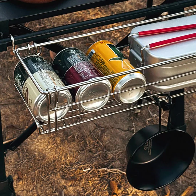 1 قطعة منظم رف مكتب من الألومنيوم قابل للطي ، سلة تخزين معلقة محمولة للتخييم على الطاولة والمكتب