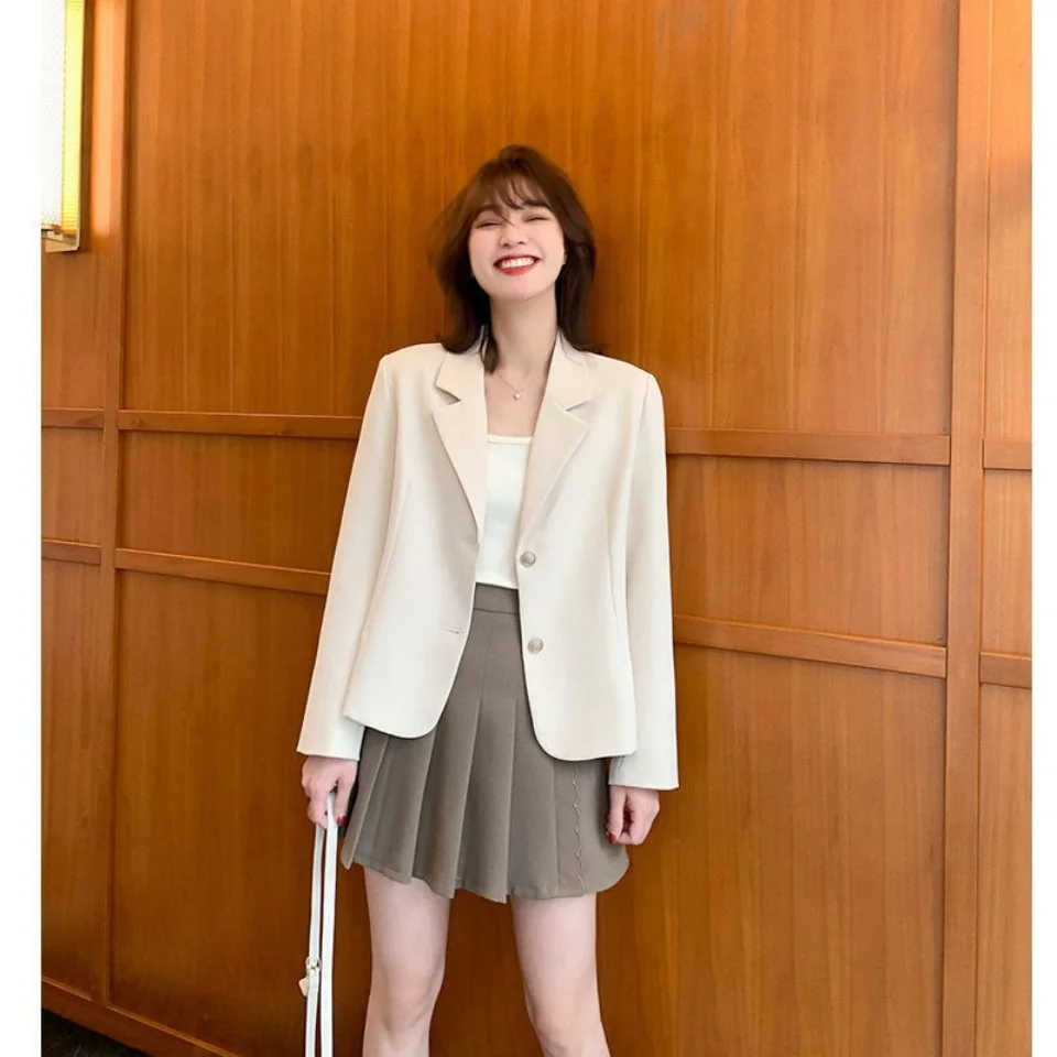 Blazers de mujer de alta calidad efecto satinado lavado romántico simplicidad volante flaco translúcido delicado superposición estructurada Doodle