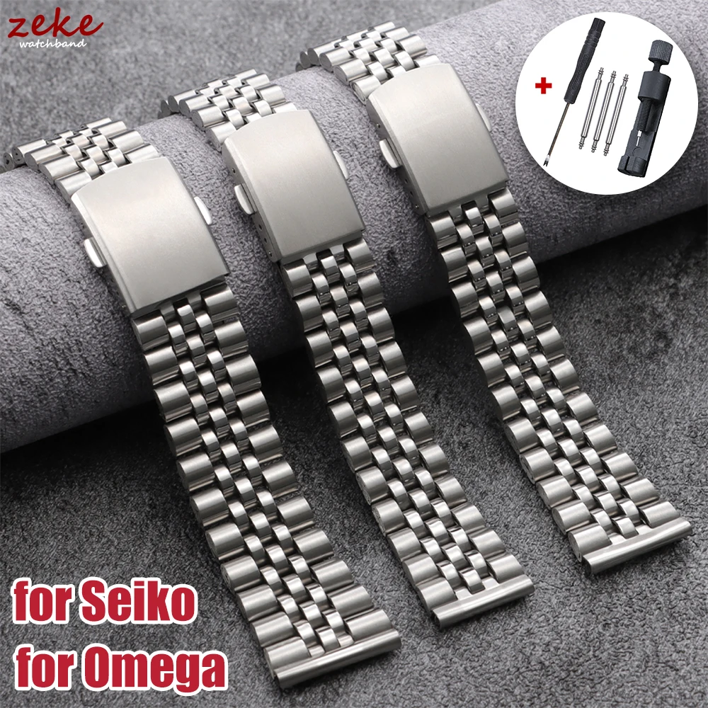 18mm 20mm 22mm Edelstahl Armband für Omega für Seiko Armbänder Verstellbarer Faltschließe Herren Universal Armband
