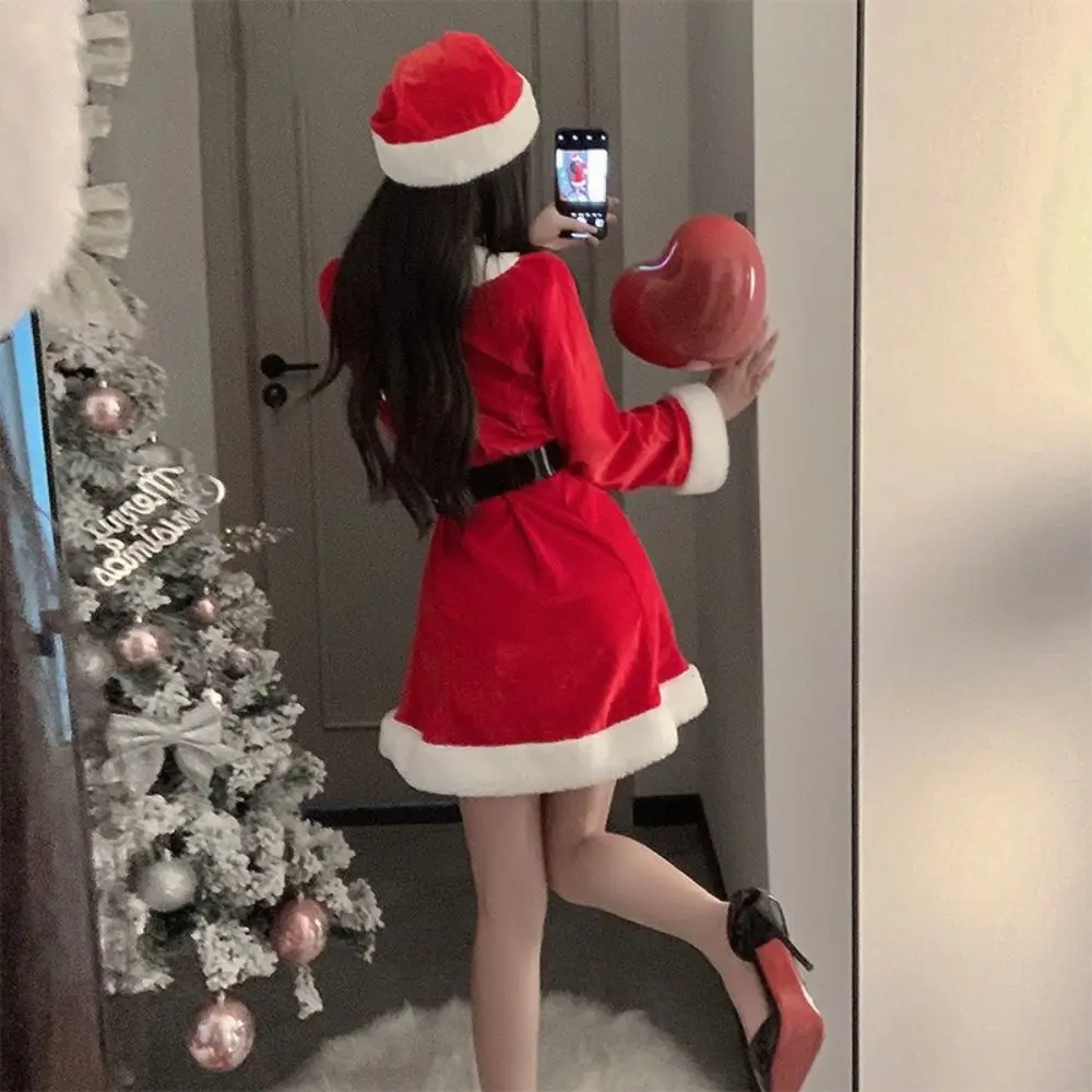 

Underwear Christmas Dress New Year Women Pajamas Red Dress Suit Slim Fit High Waist Long Sleeve Nightwear Gifts