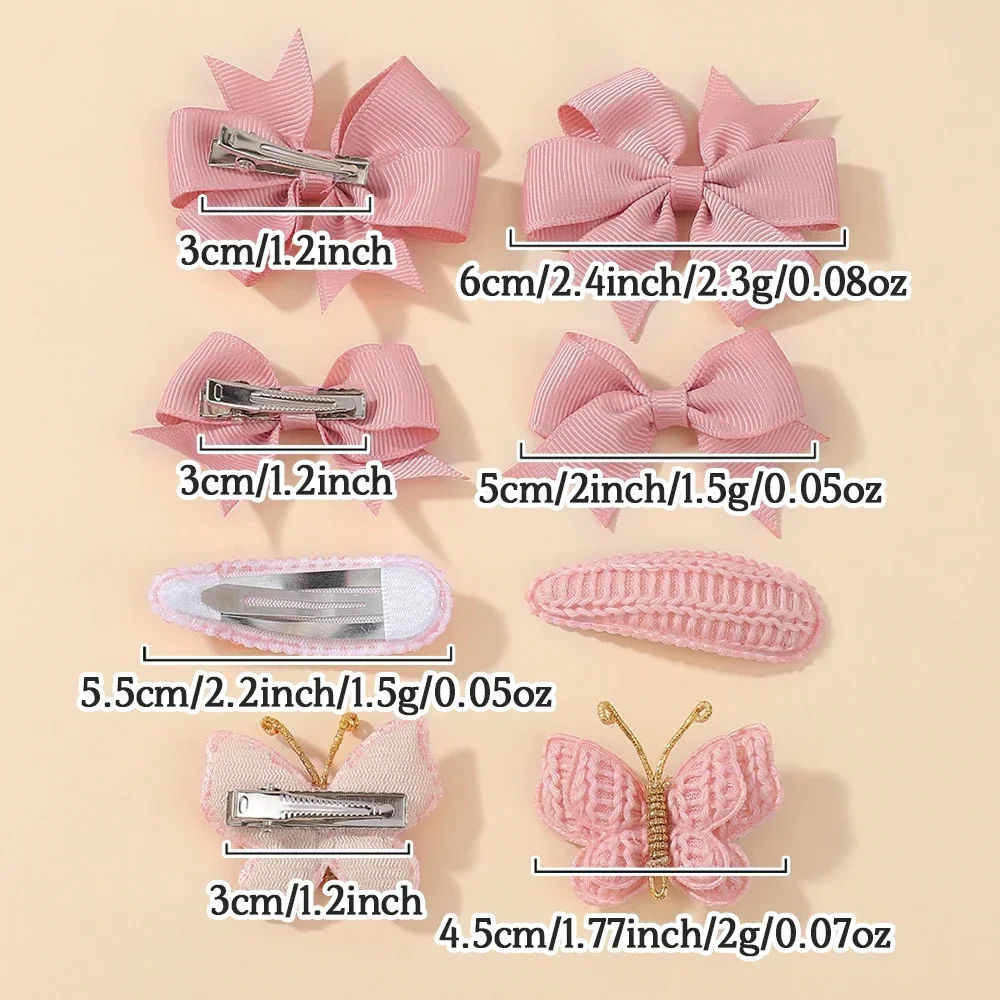 BABY BOWS 8-teiliges Set Schmetterlings-Haarspangen für Babymädchen, handgemachte Strick-Haarnadeln, Geschenk-Kopfbedeckung, Kinder-Haaraccessoires – Detail 4