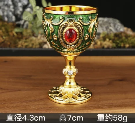 

Elegant European Vintage Metal Shot Glass Retro Chalice Goblet Decorative Wine Cup Holy Water Cup Ceremonial Halloween Drinkware
