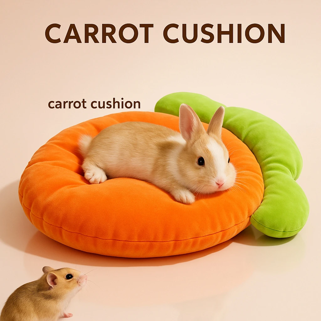 Cama pequeña con forma de zanahoria - Colchoneta gruesa para jaula o sofá de cobayas, cama cálida y cómoda, adecuada para conejos y cobayas