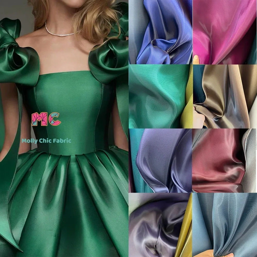 

Glossy Non Elastic TR Fabric Reflective Satin Breathable Sewing Evening Dress Cheongsam Stage Costume Designer Fabric