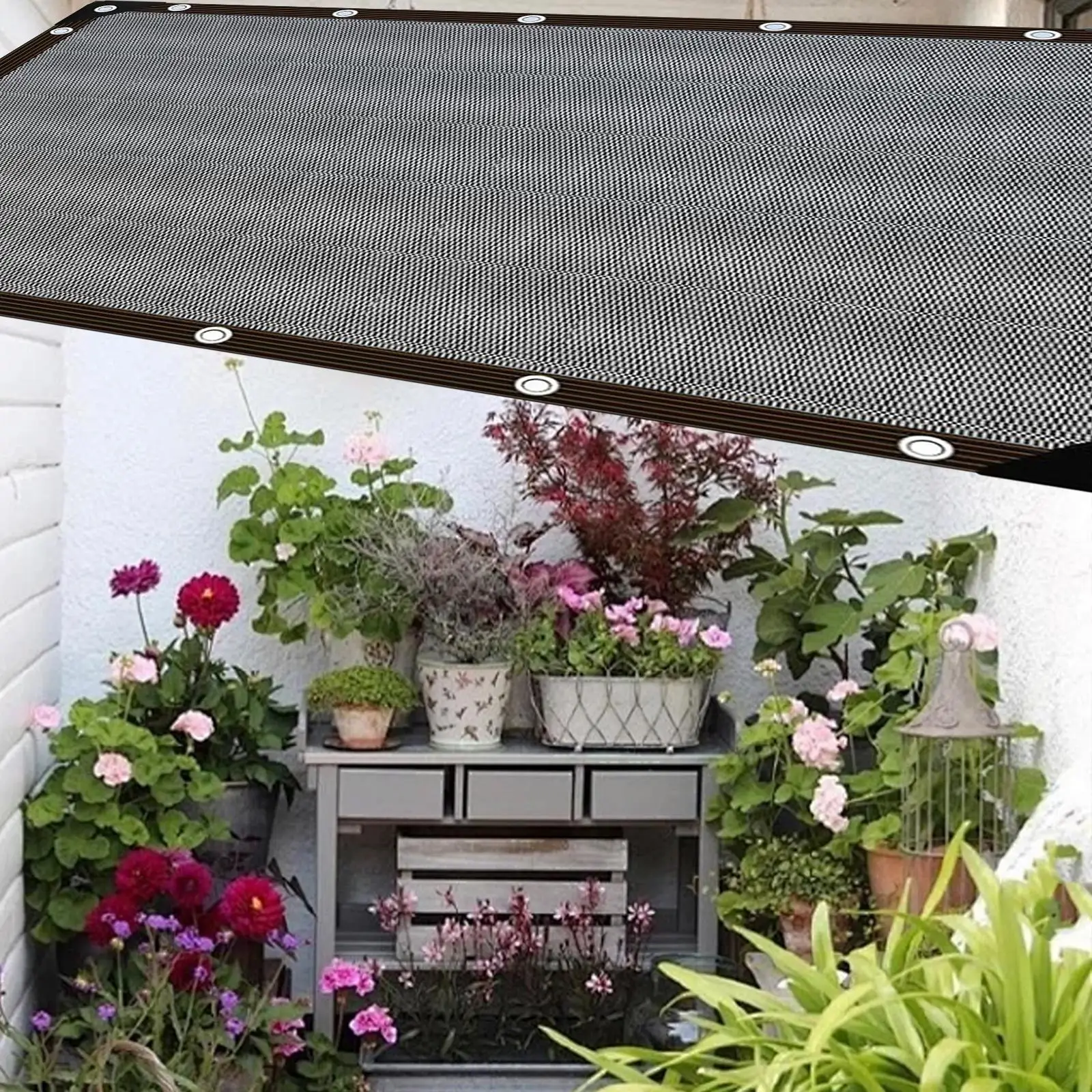 Black Shade Sail Cloth Protection Easy to Install Multifunctional Foldable Plants Cover for Patio Home Greenhouse Garden Deck