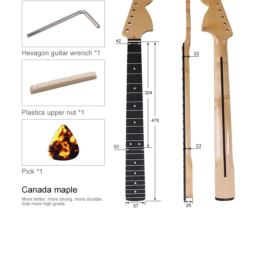 ST 6 String Big Head 22 Pin Electric Guitar Neck with Maple Bright Light Guitar Handle Guitar Accessories #4