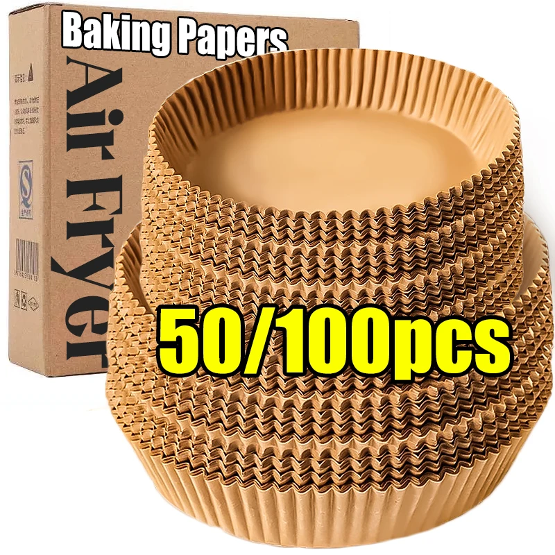 Round Air Fryer Paper Disposable Non-Stick Airfryer Baking Papers Microwave Oven Pot Oil Absorbing Liners Kitchen Accessories