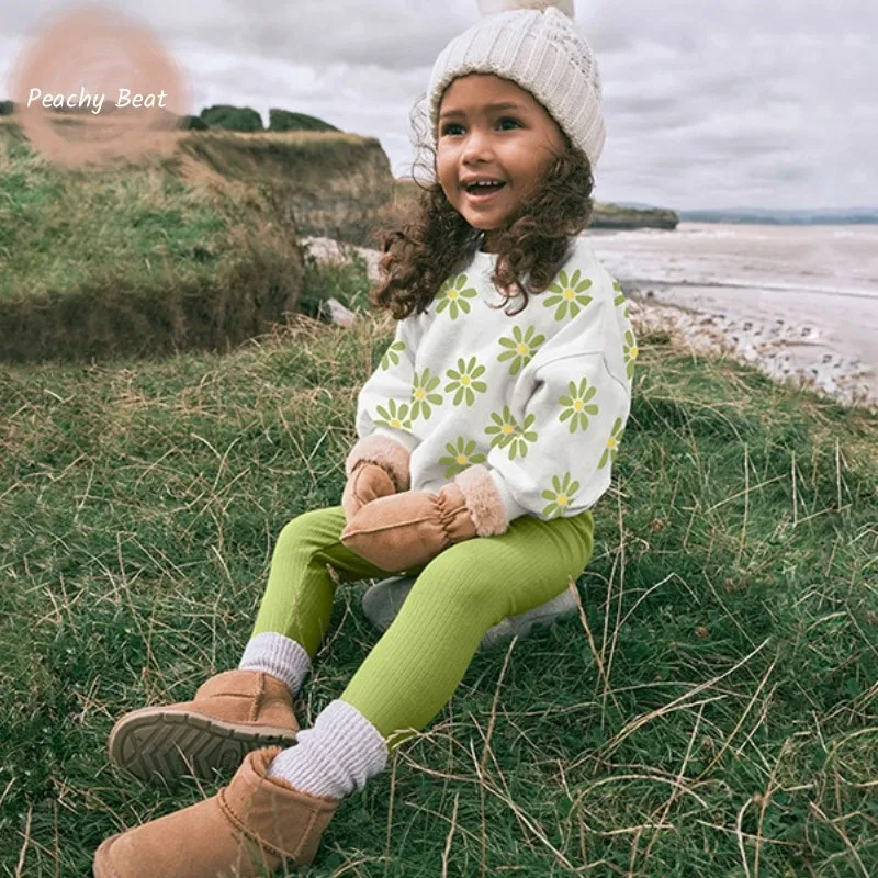 

Fashion Baby Girl Cotton Cotton Hoodie Set Infant Toddler Child Flower Print Soft Outfit Spring Autumn Winter Baby Clothes 1-12Y
