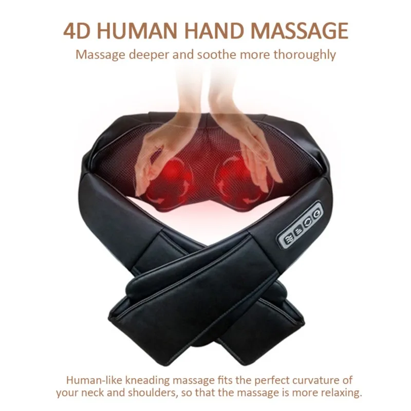 U Shape Electrical Shiatsu Back Neck Shoulder Body Massager Infrared Heated Kneading Car/Home Massagem