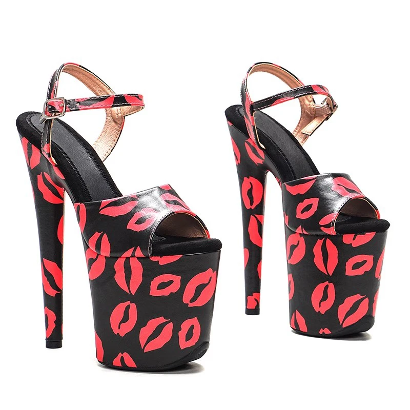 

Fashion 20CM/8inches PU Upper Plating Platform Sexy High Heels Sandals Pole Dance Shoes 037