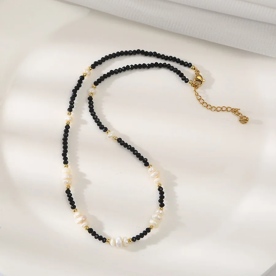 100% Natural Freshwater Pearl & Black Spinel Stone 14K Gold Filled Female Jewelry Set For Women Necklace Bracelet Birthday Gifts