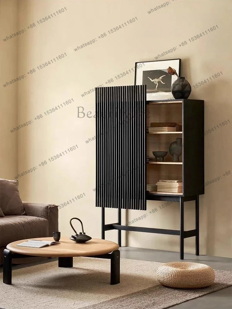 

LXTwilight Shadow Боковой шкаф из массива дерева Черный шкафчик Украшение гостиной Шкаф-витрина у стеныSSS