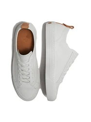 Maxdutti Fashion Girls Casual Shoes Woman England Simple White Cowhide Genuine Leather White Women Shoes Sneakers Women