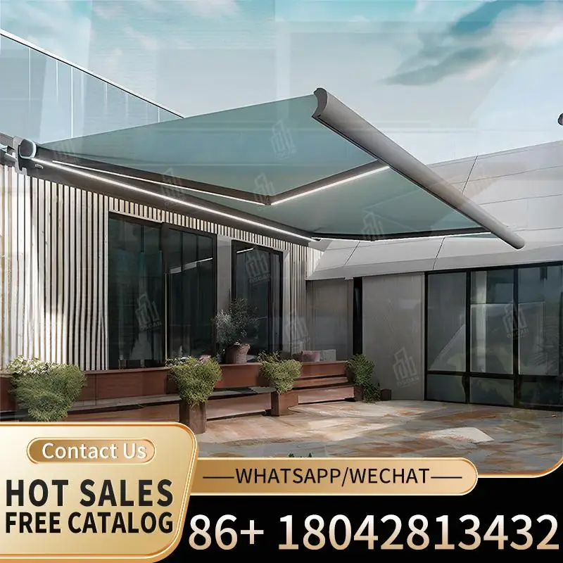 

Motorized Electric Full Cassette Aluminum s for Outdoor Patio Balcony Rain Proof Folding Arm Awning Retractable Awning