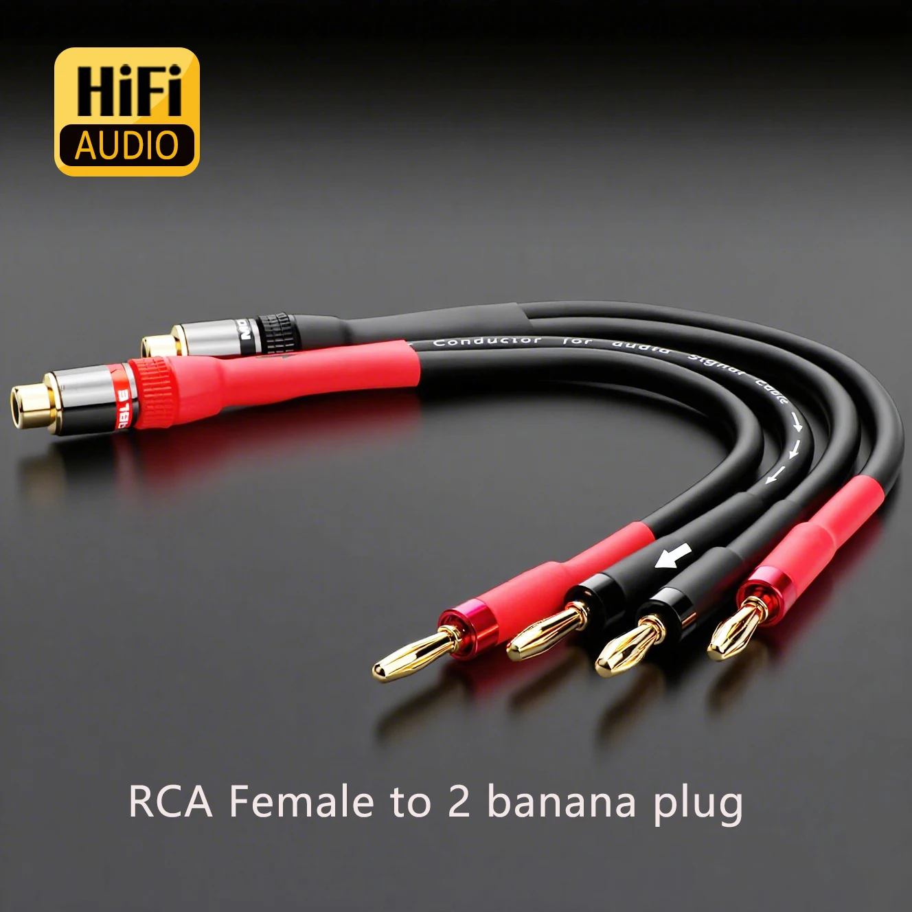HiFi RCA Female to 2 Banana Adapter Cable RCA Audio Cable for Amplifier Speaker Adapter Cable 4mm Banana Speaker Wire