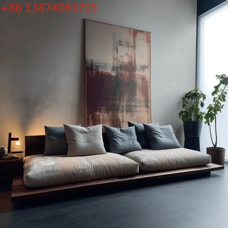 Outdoor wabi-sabi wind log straight row sofa, solid wood anti-corrosion, waterproof and sun protection