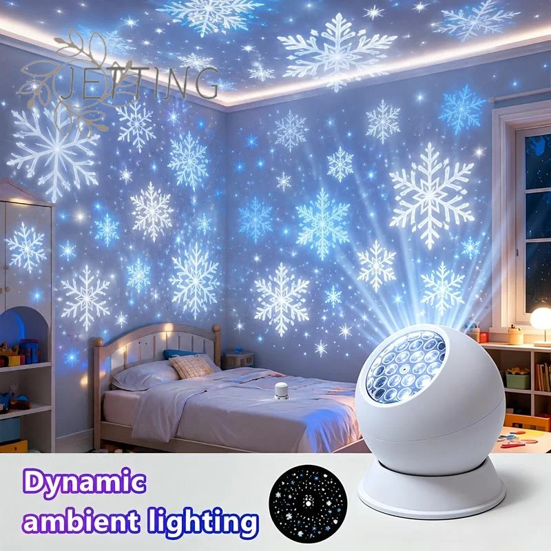 (DP11)Snowflake Projector Lamp Dynamic Rotating LED Projection Light for Bedroom Christmas Party Ambient Decor