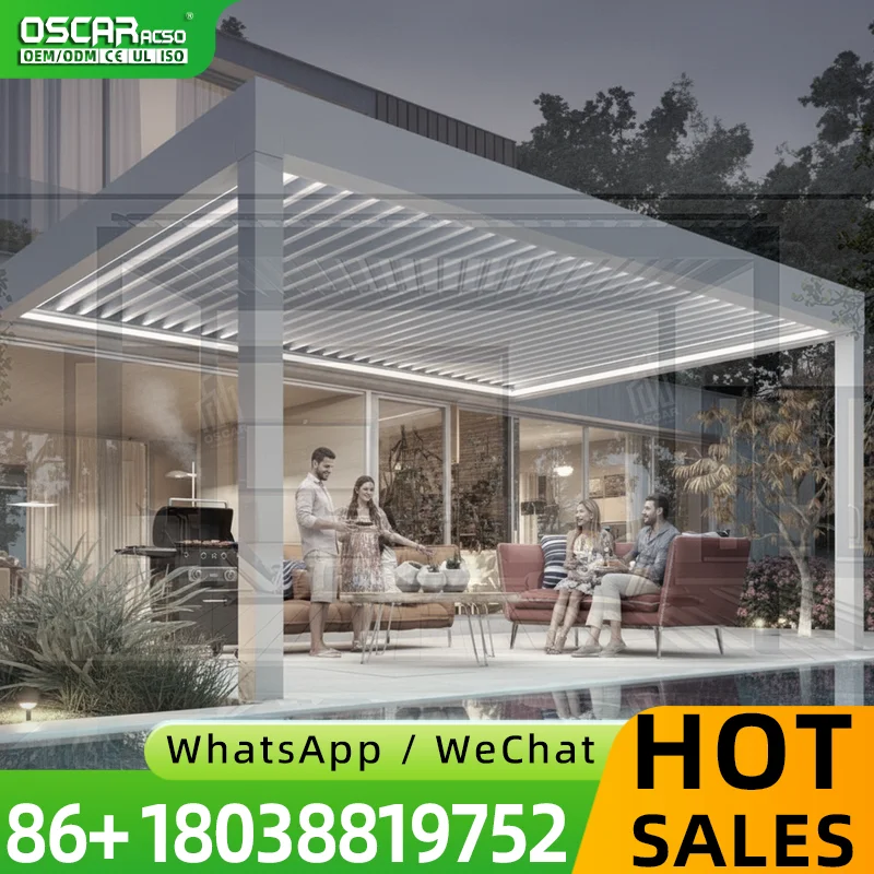 Sturdy Aluminum Pergola with Retractable Roof and Adjustable Louvers Innovative Weatherproof Garden Shelter for Backyard Deck Po