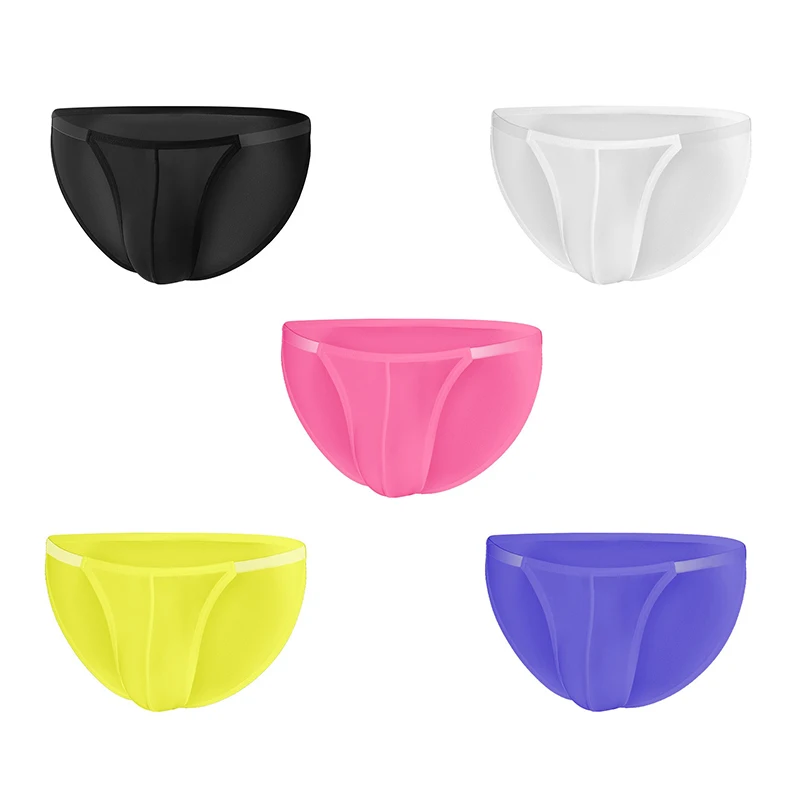 

2PCS Men's Underwear Transparent Waistband Ice Silk Thin U Convex Triangle Thong Underpants