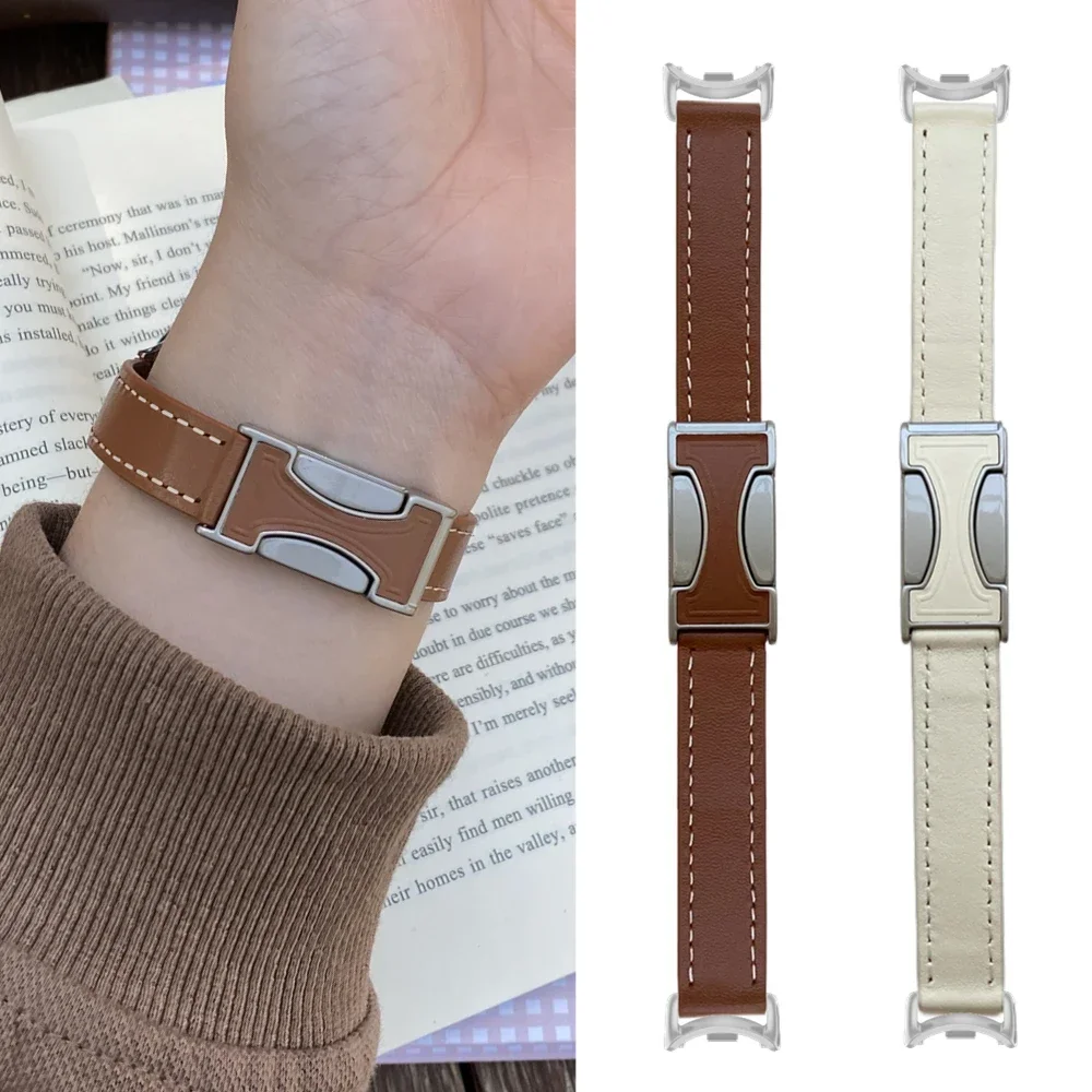 

Leather Wrist Strap for Xiaomi Mi Band 9 8 Bracelet Watchband Men Women Smart Watch Strap for Mi Band 9 8 NFC Magnetic Wristband