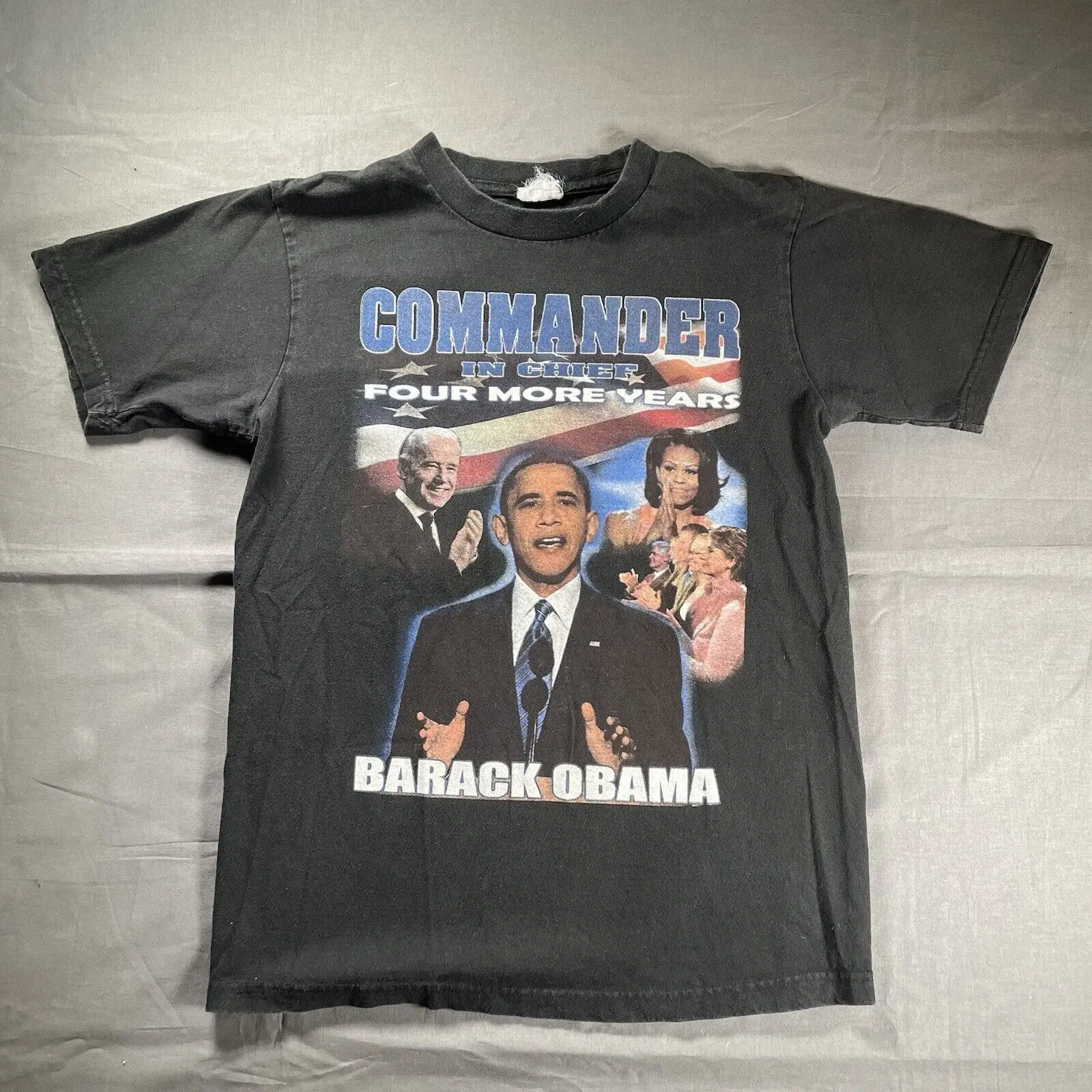 Barrack Obama Shirt Mens Medium President Rap Tee USA Democrat Double Sided