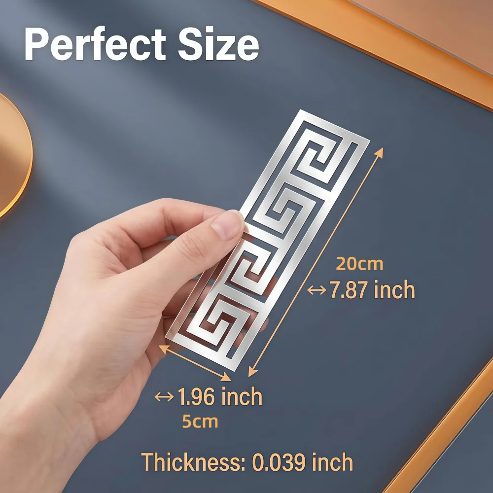12pcs 20x5cm DIY 3D Mirror Sticker Self Adhesive Waist Line Wall Stickers for Living Room Ceiling Edge Strip Corner Wall Decor