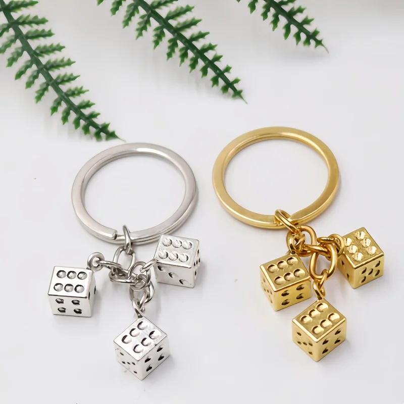 1pcs Two-color Dice Charm Metal Key DIY Jewelry Gift- Wishing Good Luck in The New Year K2