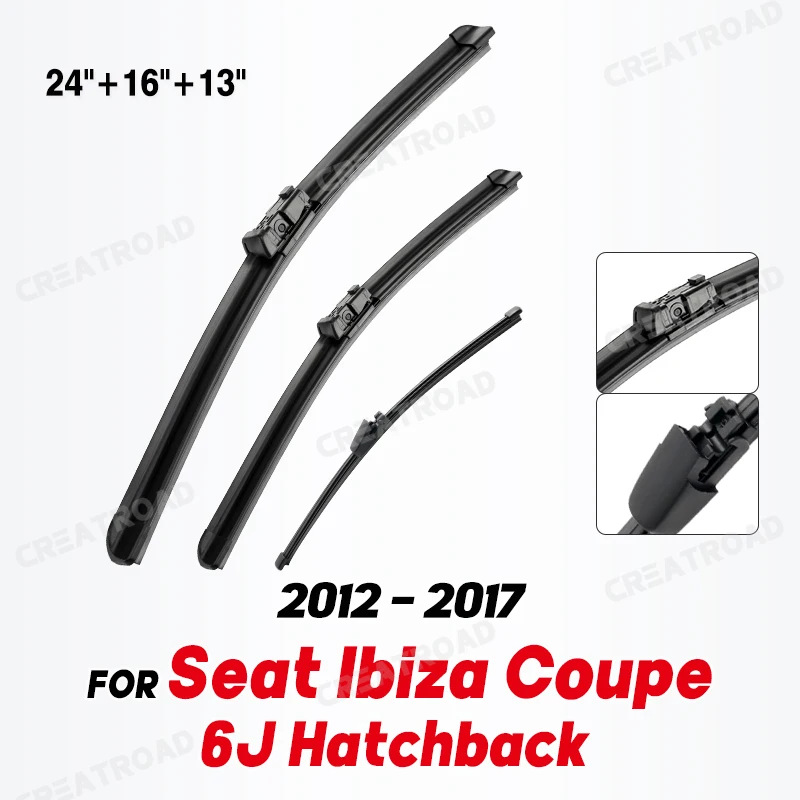 Wiper LHD Front & Rear Wiper Blades Set For Seat Ibiza Coupe 6J Hatchback 2012 - 2017 Windscreen Windshield Window 24\